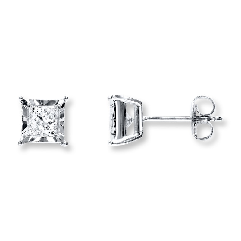 Main Image 1 of Previously Owned Radiant Reflections 3/4 ct tw Princess-cut Diamonds 10K White Gold Earrings (J/I3)