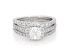 Thumbnail Image 1 of Previously Owned Cushion-Cut Diamond Halo Bridal Set 1-1/2 ct tw 10K White Gold & Platinum Size 6