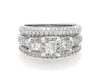 Thumbnail Image 1 of Previously Owned Princess-Cut Diamond Three-Stone Halo Bridal Set 1-3/4 ct tw 14K White Gold Size 6.75