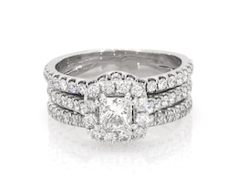 Previously Owned Neil Lane Princess-Cut Diamond Halo Bridal Set 2 ct tw 14K White Gold Size 8