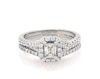 Thumbnail Image 1 of Previously Owned THE LEO Diamond Emerald-Cut Halo Bridal Set 1-1/5 ct tw 14K White Gold Size 8