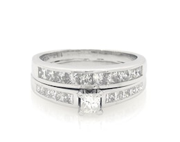 Previously Owned Princess-Cut Diamond Bridal Set 1-3/8 ct tw 14K White Gold Size 8