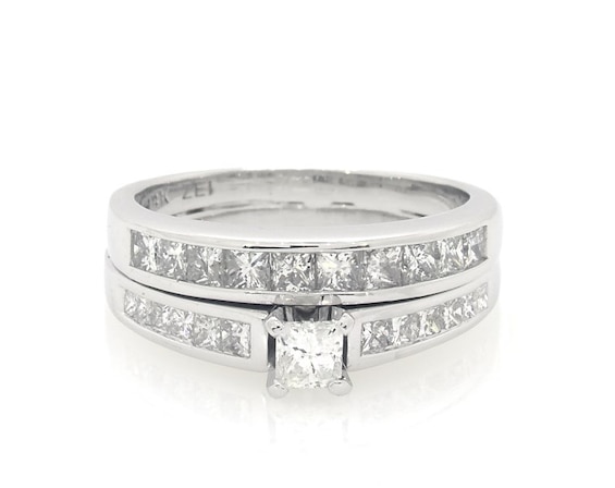 Previously Owned Princess-Cut Diamond Bridal Set 1-3/8 ct tw 14K White Gold Size 8