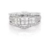 Thumbnail Image 1 of Previously Owned Princess-Cut Quad Diamond Trio Bridal Set 1-3/8 ct tw 14K White Gold Size 7.75