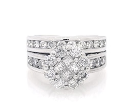Previously Owned Princess-Cut Quad Diamond Bridal Set 2 ct tw 14K White Gold Size 6