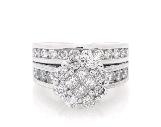 Previously Owned Princess-Cut Quad Diamond Bridal Set 2 ct tw 14K White Gold 6