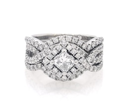 Previously Owned THE LEO Diamond Princess-Cut Bridal Set 1-1/2 ct tw 14K White Gold Size 6.75
