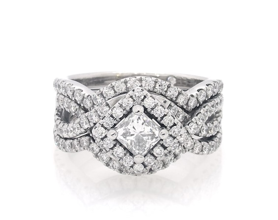 Previously Owned THE LEO Diamond Princess-Cut Bridal Set 1-1/2 ct tw 14K White Gold Size