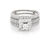 Thumbnail Image 1 of Previously Owned Princess-Cut Diamond Halo Bridal Set 7/8 ct tw 14K White Gold Size 6