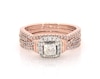 Thumbnail Image 1 of Previously Owned Princess-Cut Diamond Halo Bridal Set 7/8 ct tw 14K Two-Tone Gold Size 7.25