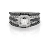 Thumbnail Image 1 of Previously Owned Princess-Cut White Diamond & Black Diamond Bridal Set 1-1/4 ct tw 14K White Gold Size 6.5