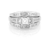 Thumbnail Image 1 of Previously Owned Princess-Cut Diamond Three-Stone Bridal Set 1-5/8 ct tw 14K White Gold Size 7.75