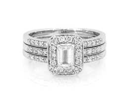 Previously Owned Emerald-Cut Diamond Bridal Set 1-1/5 ct tw 14K White Gold Size 7.25