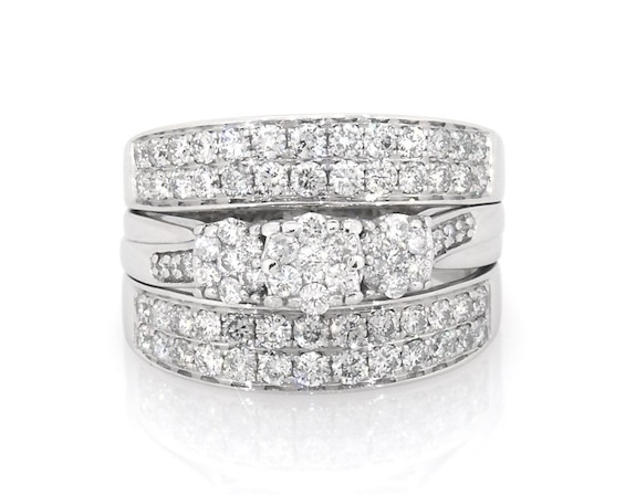 Previously Owned Multi-Diamond Trio Bridal Set 1-1/4 ct tw 10K White Gold Size 6.25