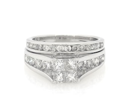 Previously Owned Princess-Cut Diamond Bridal Set 1 3/8 ct tw 14K White Gold Size 6.75