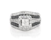 Thumbnail Image 1 of Previously Owned Princess-Cut Quad White Diamond & Black Diamond Bridal Set 7/8 ct tw 14K White Gold Size 5.5