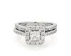 Thumbnail Image 1 of Previously Owned Princess-Cut Diamond Halo Bridal Set 7/8 ct tw 14K White Gold Size 4