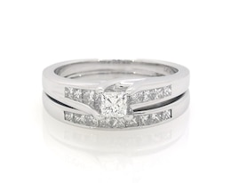 Previously Owned Princess-Cut Diamond Bridal Set 5/8 ct tw 14K White Gold Size 6.5
