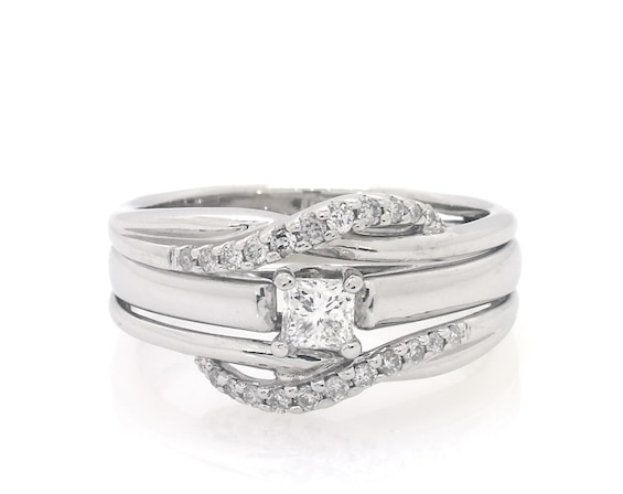 Previously Owned Princess-Cut Diamond Bridal Set 1/2 ct tw 14K White Gold Size 9