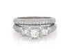 Thumbnail Image 1 of Previously Owned Princess-Cut Diamond Three-Stone Bridal Set 1-1/3 ct tw 14K White Gold Size 5.5