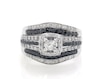 Thumbnail Image 1 of Previously Owned Princess-Cut White Diamond & Black Diamond Bridal Set 1-3/8 ct tw 14K White Gold Size 10