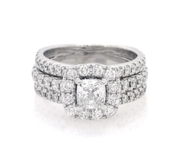 Previously Owned Neil Lane Cushion-Cut Diamond Halo Bridal Set 1-7/8 ct tw 14K White Gold Size 5.5