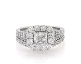 Previously Owned Neil Lane Cushion-Cut Diamond Halo Bridal Set 2-1/2 ct tw 14K White Gold Size 7