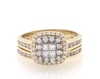 Thumbnail Image 1 of Previously Owned Princess-Cut Quad Diamond Double Halo Bridal Set 1 ct tw 14K Two-Tone Gold Size 8.5