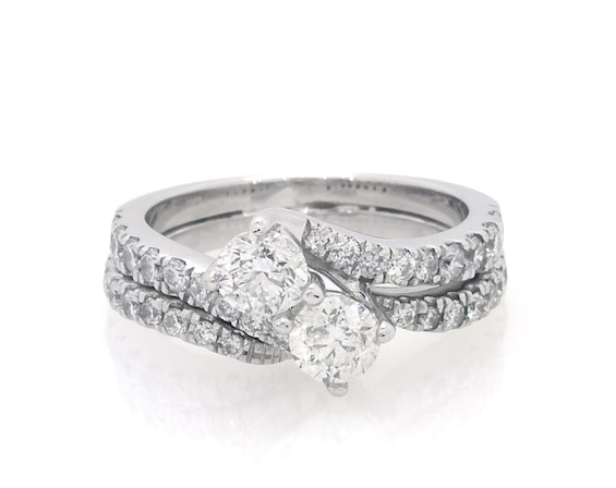 Previously Owned Ever Us Round-Cut Diamond Two-Stone Bridal Set 1 ct tw 14K White Gold Size 4.5