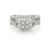 Thumbnail Image 1 of Previously Owned Princess-Cut Quad Diamond Halo Bridal Set 1-1/5 ct tw 14K White Gold Size 5.5