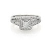 Thumbnail Image 1 of Previously Owned Princess-Cut Diamond Double Halo Bridal Set 3/4 ct tw 10K White Gold Size 7
