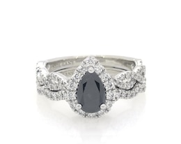 Previously Owned Neil Lane Pear-Shaped Black & White Diamond Bridal Set 1-7/8 ct tw 14K White Gold Size 6.75