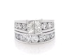 Thumbnail Image 1 of Previously Owned Princess-Cut Quad Diamond Bridal Set 3-7/8 ct tw 14K White Gold Size 8.5