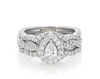 Thumbnail Image 1 of Previously Owned Neil Lane Pear-Shaped Diamond Halo Bridal Set 1-1/8 ct tw 14K White Gold Size 5