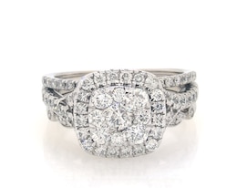 Previously Owned Round-Cut Multi-Diamond Bridal Set 2 ct tw 10K Two-Tone Gold Size 7.75