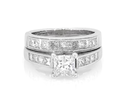 Previously Owned Princess-Cut Diamond Bridal Set 2 ct tw 14K White Gold Size 7