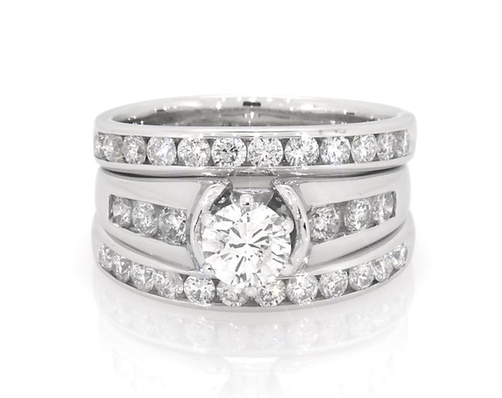 Previously Owned Round-Cut Diamond Bridal Set 1-7/8 ct tw 14K White Gold Size 8