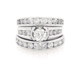 Previously Owned Round-Cut Diamond Bridal Set 2-3/8 ct tw 14K White Gold Size 7.5