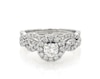 Thumbnail Image 1 of Previously Owned Round-Cut Diamond Halo Bridal Set 7/8 ct tw 14K White Gold Size 6