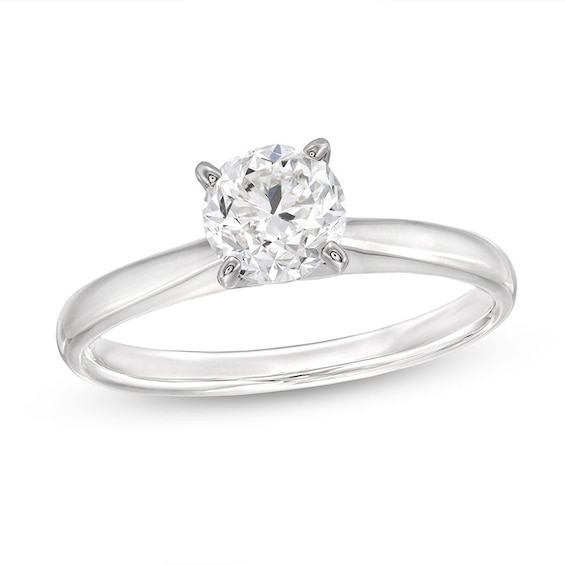 Previously Owned Certified Diamond Round-cut Ring 1 carat 14K White Gold (I/I1)