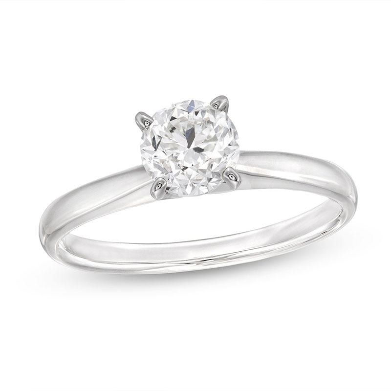 Main Image 1 of Previously Owned Certified Diamond Round-cut Ring 1 carat 14K White Gold (I/I1)