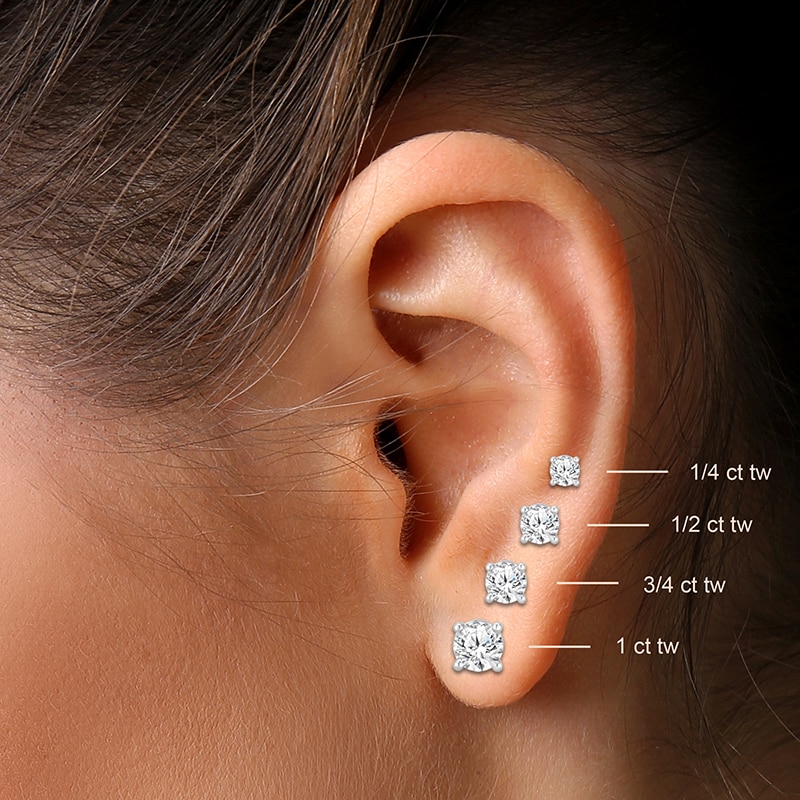 Main Image 4 of Previously Owned Diamond Solitaire Earrings 3/4 ct tw Round-Cut 14K White Gold (J/I3)
