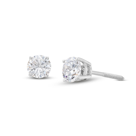 Previously Owned Diamond Solitaire Stud Earrings 3/4 ct tw Round-cut 14K White Gold (J/I1)