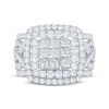 Thumbnail Image 3 of Previously Owned Princess-Cut Multi-Diamond Double Halo Engagement Ring 3 ct tw 10K White Gold