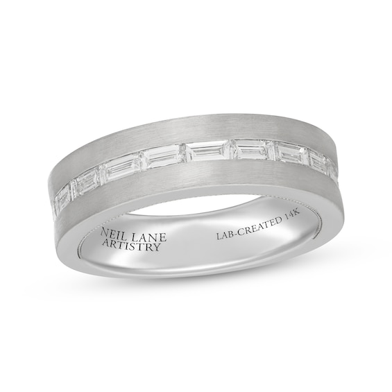 Previously Owned Neil Lane Artistry Men's Baguette-Cut Lab-Grown Diamond Wedding Band 1 ct tw 14K White Gold