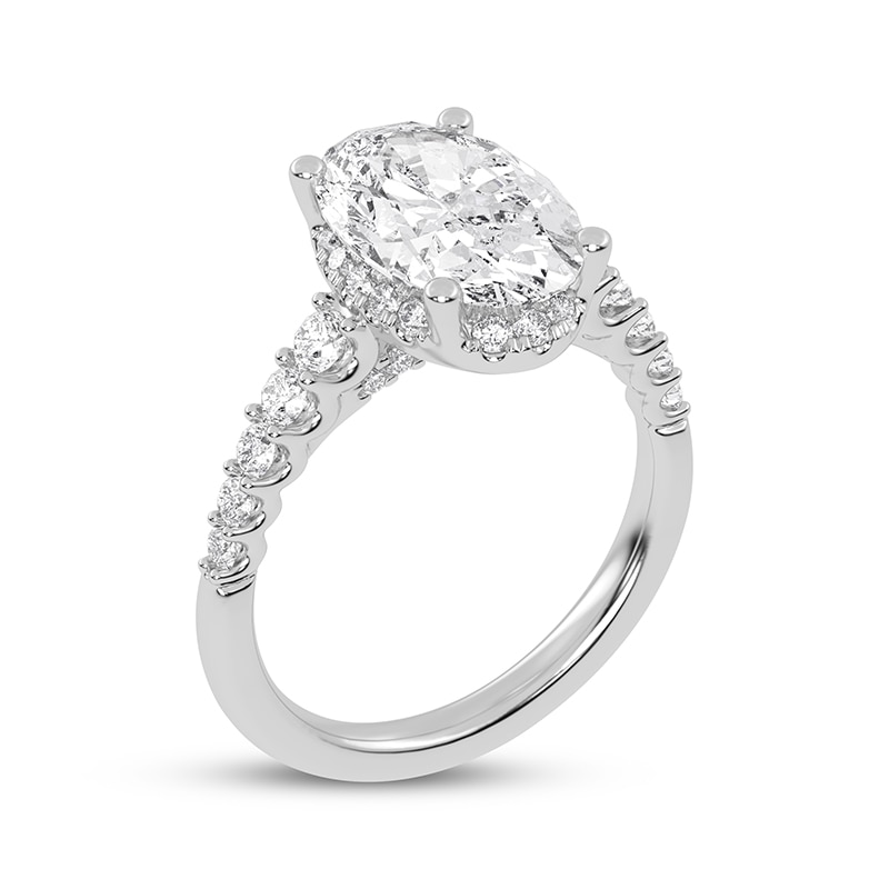 Main Image 2 of Previously Owned Lab-Grown Diamonds Oval-Cut Engagement Ring 3-1/2 ct tw 14K White Gold