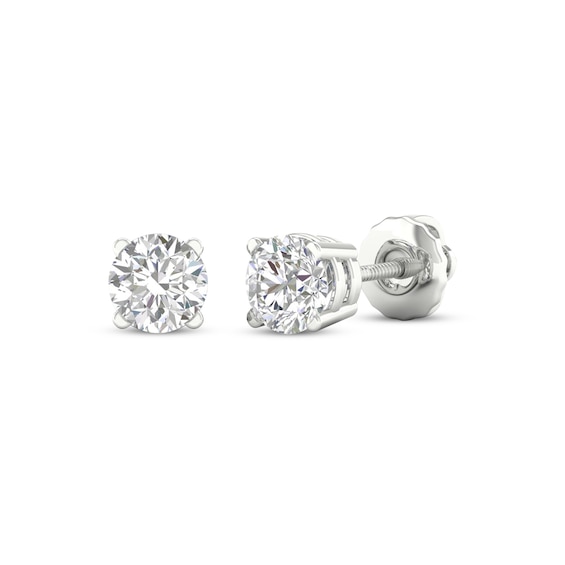 Previously Owned KAY Lab-Grown Diamonds Solitaire Stud Earrings 1 ct tw 14K White Gold (F/VS2)