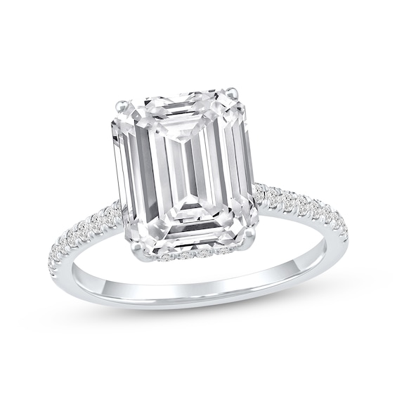 Previously Owned Lab-Grown Diamonds Emerald-Cut Engagement Ring 4-1/3 ct tw 14K White Gold