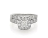 Thumbnail Image 1 of Previously Owned Princess-Cut Diamond Halo Bridal Set 1-1/5 ct tw 14K White Gold Size 6
