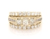 Thumbnail Image 1 of Previously Owned Princess-Cut Diamond Three-Stone Halo Bridal Set 1-7/8 ct tw 14K Yellow Gold Size 8.25